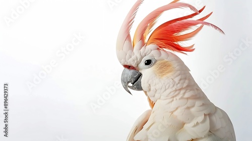 portrait of a crest spread Major Mitchells cockatoo Lophochroa leadbeateri isolated on white : Generative AI photo