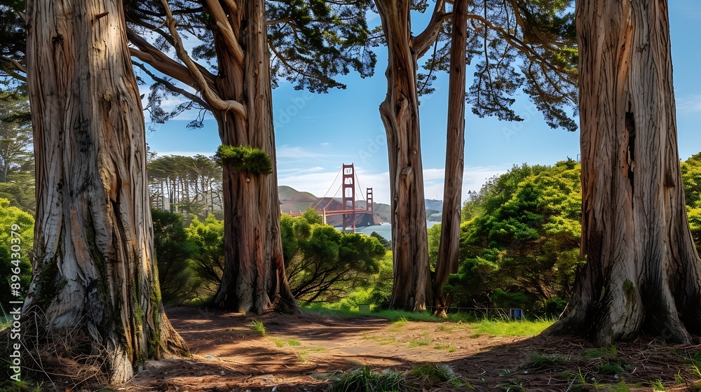 San Francisco CA USA March 30 2024 The Golden Gate Bridge and the panoramic view is from Buena Vista Park in San Francisco CA : Generative AI San Francisco CA USA March 30 2024 The Golden Gate Bridge and the panoramic view is from Buena Vista Park in San Francisco CA : Generative AI