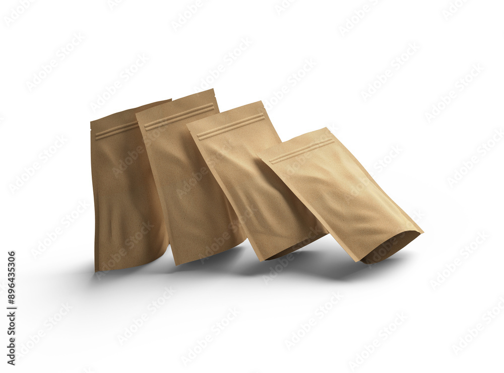 3D render of a generic paper doypack with zipper on a transparent background 3D render of a generic paper doypack with zipper on a transparent background