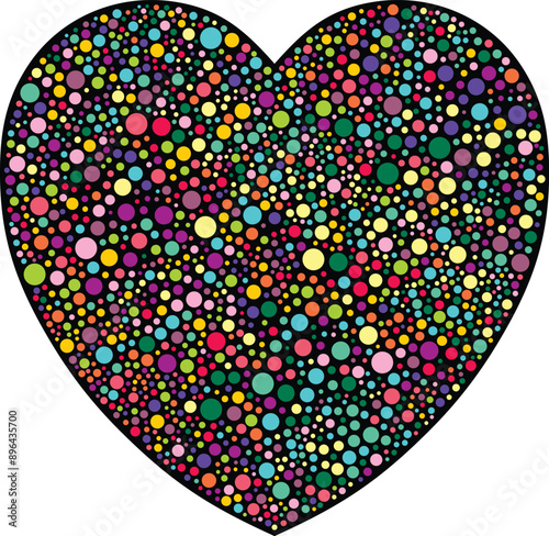 Colored stars black heart