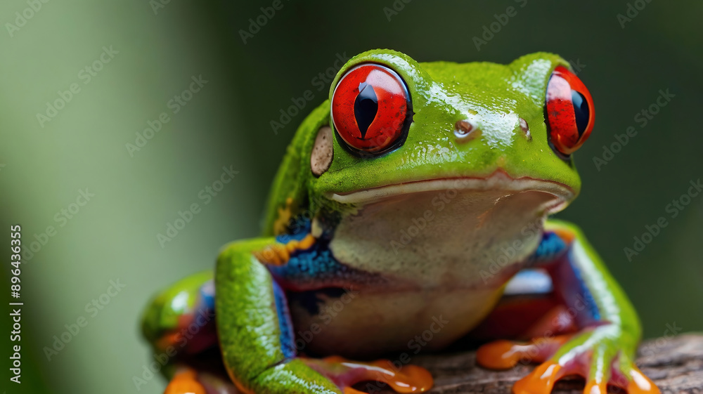 Fototapeta premium Close up of a red eyed tree frog