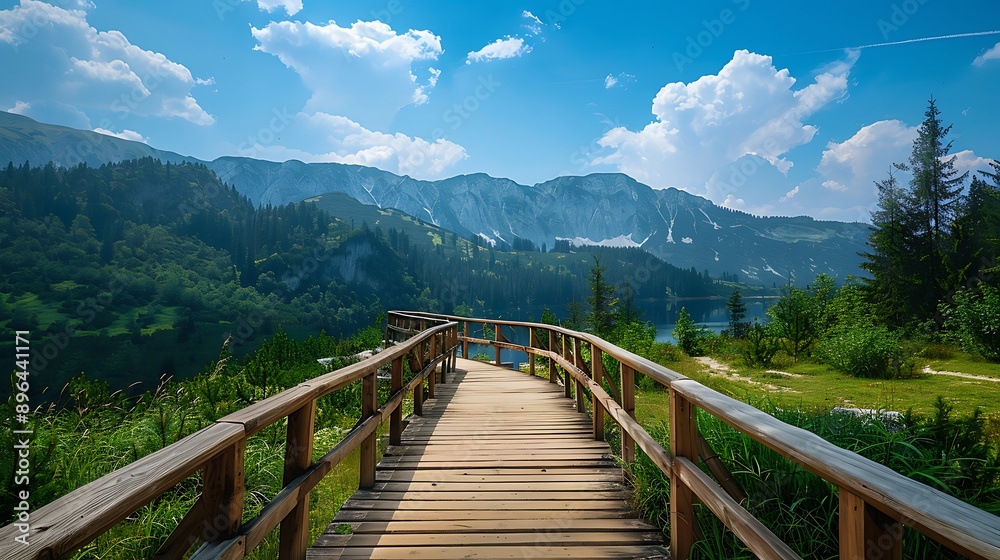 Wooden walks and viewpoints for tourists observing a beautiful landscape Wooden walks and viewpoints for tourists observing a beautiful landscape