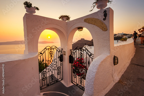 Sunset over the Caldera in Santorini island.