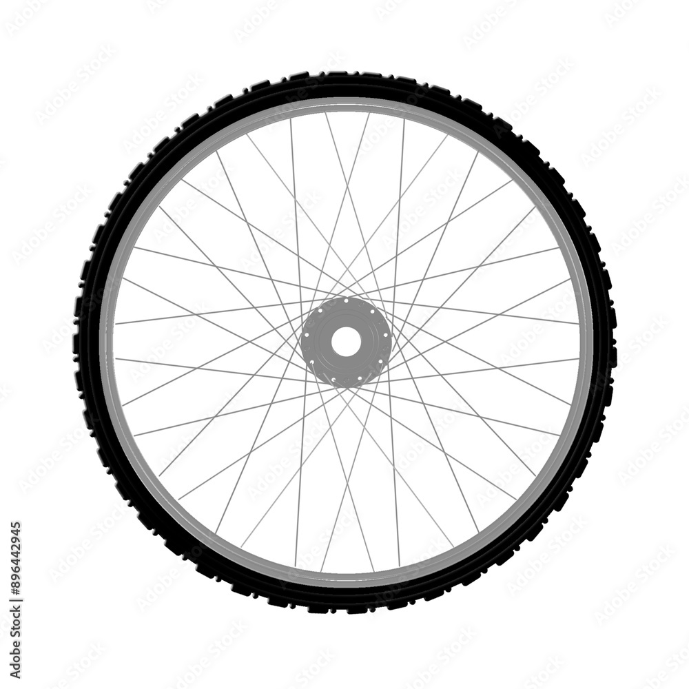 Illustration of a bicycle wheel isolated on a white background. Bicycle Wheel Logo Template Design. Bicycle wheel symbol. Bike rubber. Mountain tyre. Valve. Fitness cycle. Motor Bike