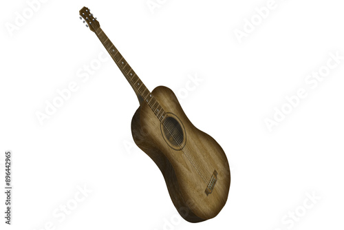 Obraz na płótnie Realistic illustration of a classic acoustic guitar in dark brown color isolated on a white background. w salonie