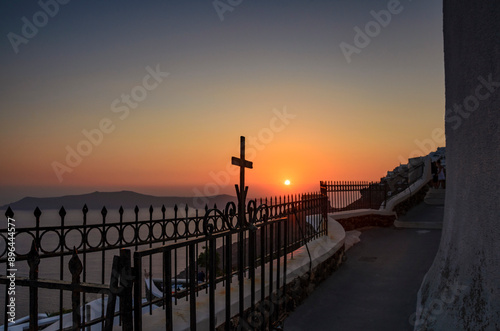 Beautiful sunset view over Imerovigli in Santorini, Greece