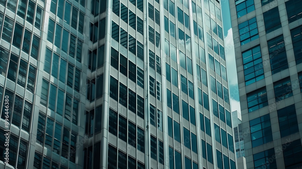 Modern financial buildings in business district Architectural Backgrounds : Generative AI