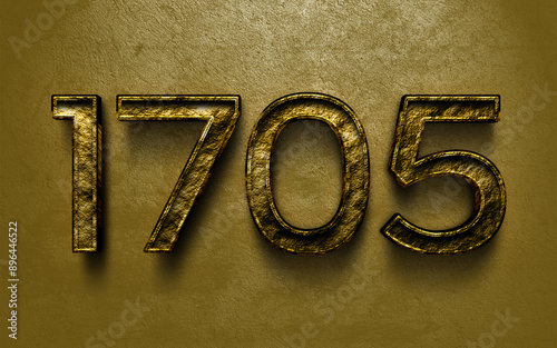 3D dark golden number design of 1705 on cracked golden background.