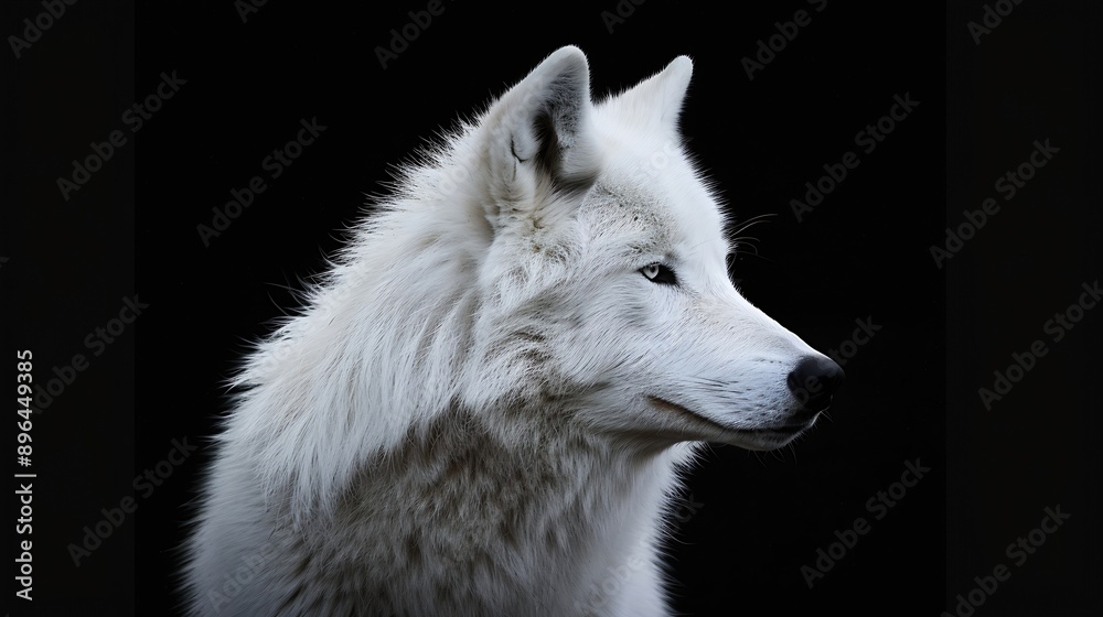 Portrait of arctic wolf isolated on black background Polar wolf : Generative AI Portrait of arctic wolf isolated on black background Polar wolf : Generative AI