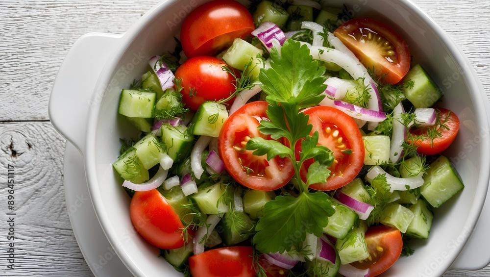 Choban Salat Shepherd's salad made with tomatoes, cucumbers, onions, and herbs. Choban Salat Shepherd's salad made with tomatoes, cucumbers, onions, and herbs.