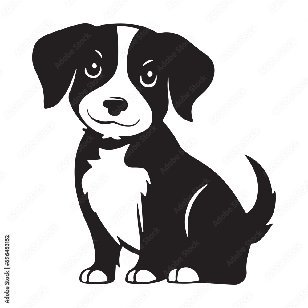 Fototapeta premium A cute dog charming face with sitting style vector art illustration
