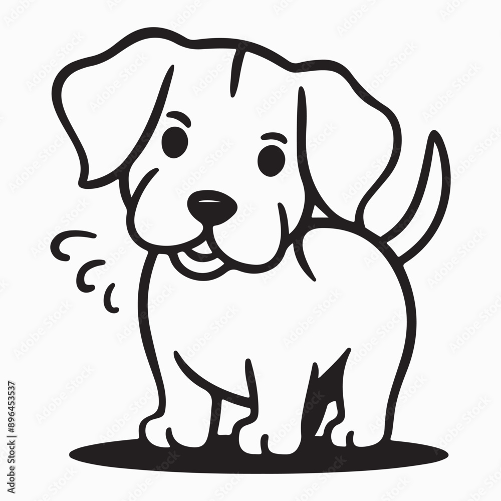 A cute dog charming face with sitting style vector art illustration