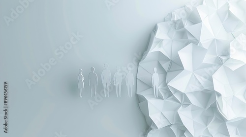 Concept of coworkers working together in the same direction part of a bigger team Abstract background made from paper : Generative AI photo