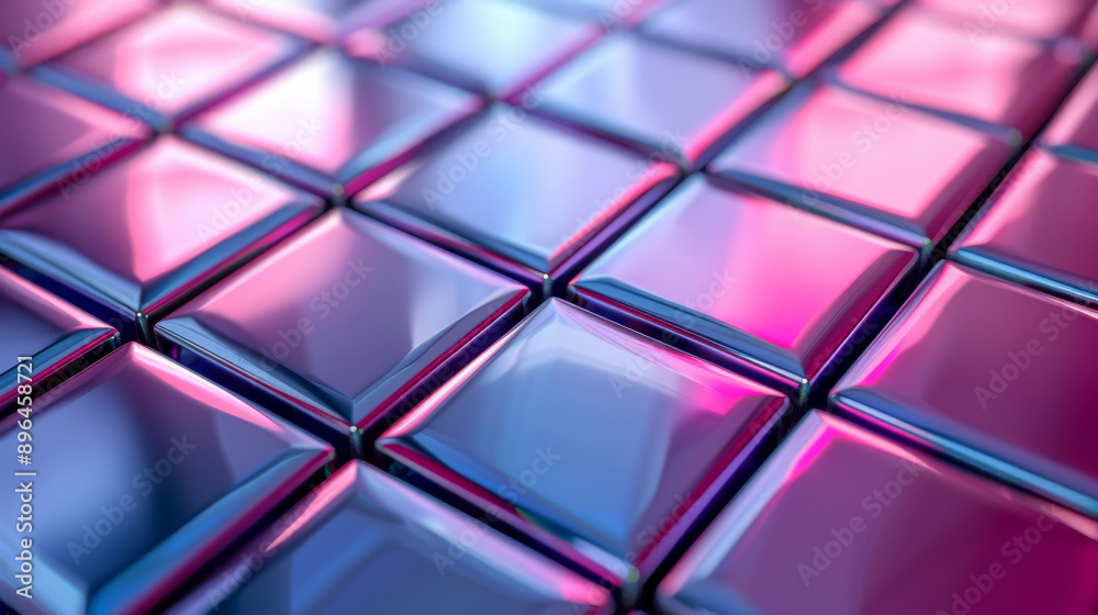 Pink and blue glowing 3d tiles, abstract Pink and blue glowing 3d tiles, abstract