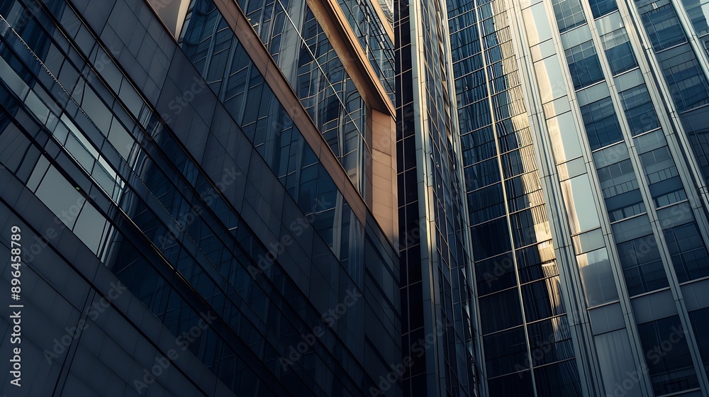 Obraz premium Modern financial buildings in business district Architectural Backgrounds : Generative AI
