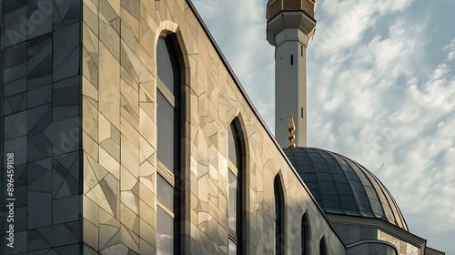 Ljubljana Slovenia Detal of modern architecture of The Islamic Religion Muslim Cultural Center  Mosque : Generative AI