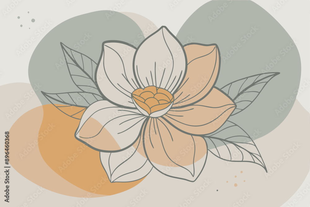 Monoline hand drawn flower for your decoration wall art or studio Monoline hand drawn flower for your decoration wall art or studio