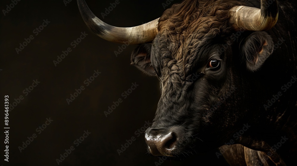 Dark portrait of a bull : Generative AI Dark portrait of a bull : Generative AI