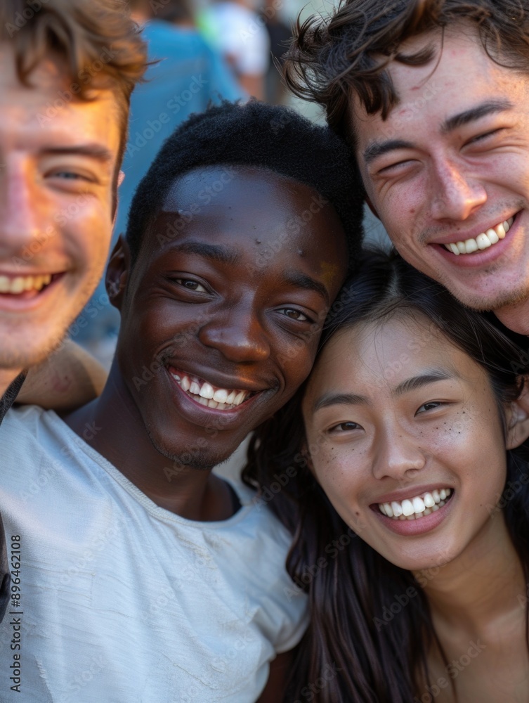 A group of friends posing together for a photo shoot, smiling and having fun A group of friends posing together for a photo shoot, smiling and having fun