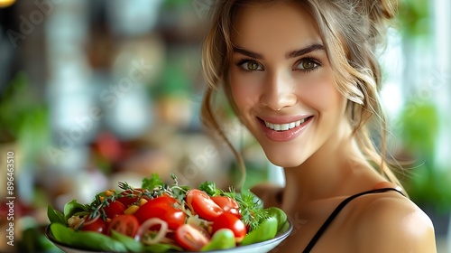 woman eating salad : Generative AI