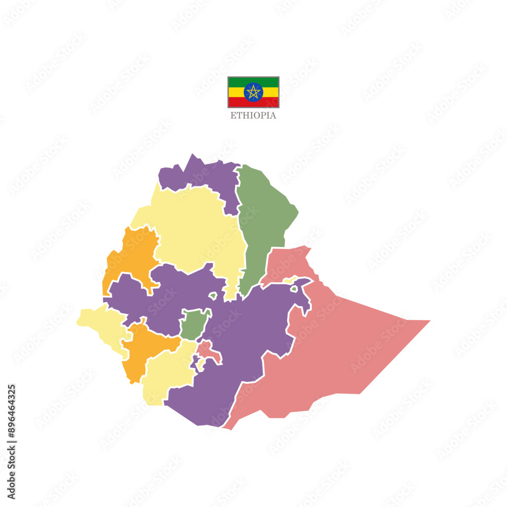 Obraz premium Silhouette and colored ethiopia map vector illustration map Europe