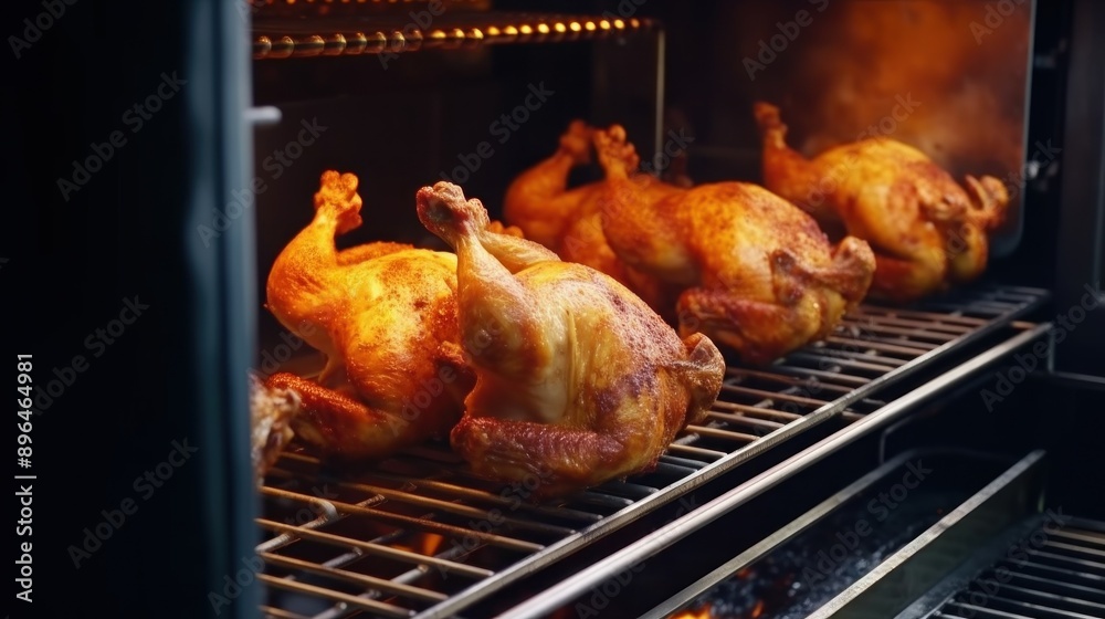 Fototapeta premium Roasted Chickens in Oven