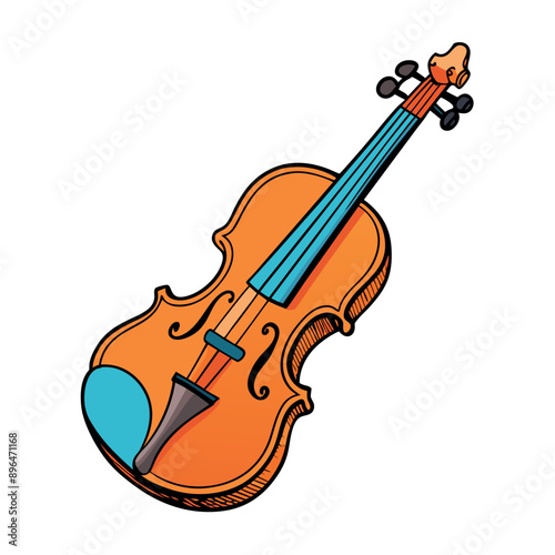 Cartoon vector illustration, Cello. Colorful musical instrument
