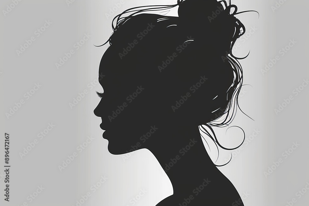 Elegant woman with beautiful profile showing in outline Elegant woman with beautiful profile showing in outline