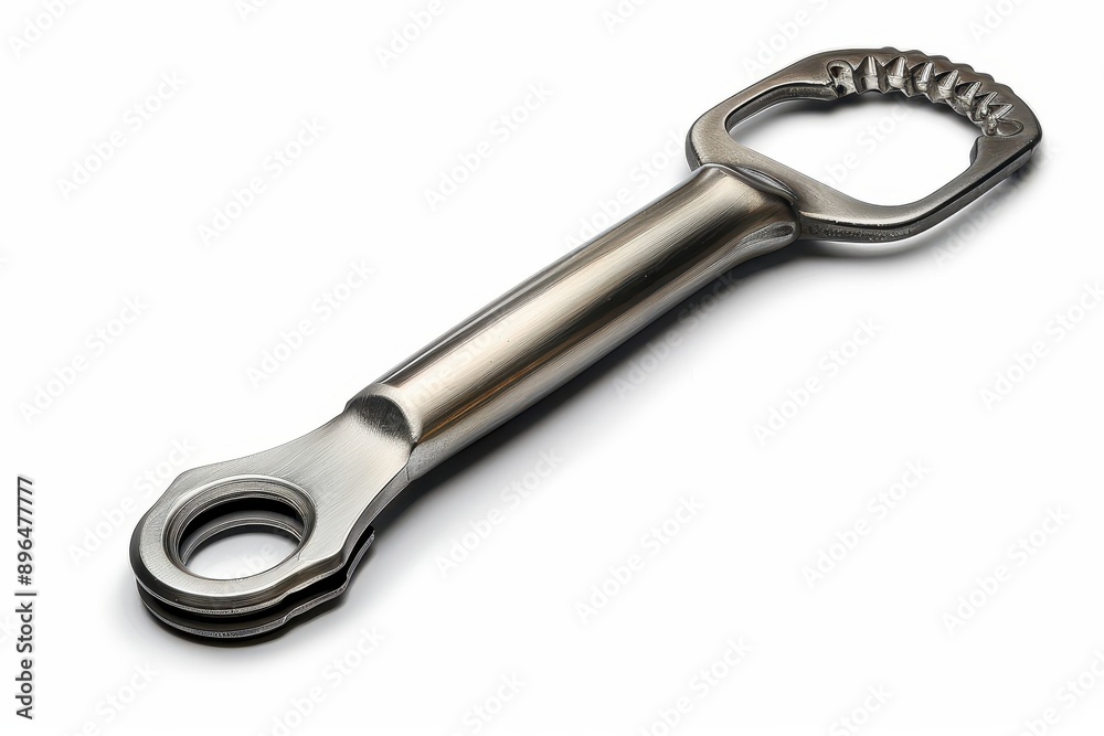 Aluminum bottle opener on white background with clipping path for customization Aluminum bottle opener on white background with clipping path for customization