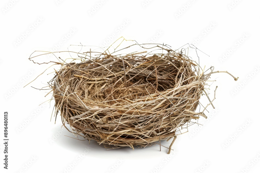 Bird nest with no eggs on white background Bird nest with no eggs on white background