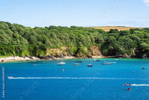 Boats and Yachts on Kingsbridge Estuary in Salcombe and Mill Bay, Batson Creek, Southpool Creek, Devon, England, Europe photo