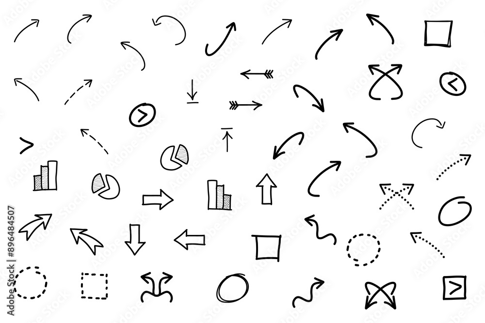 Hand drawn arrow icons doodle design elements. Hand drawn arrow icons doodle design elements.