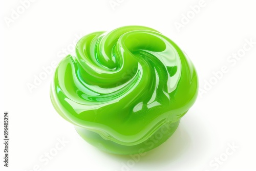 Green laundry pod white background photo