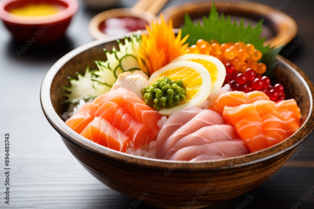 Close up of chirashi sushi Close up of chirashi sushi