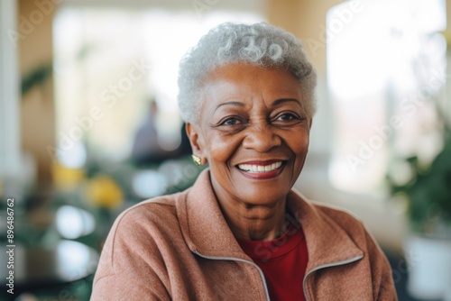 Portrait of a smiling senior woman in wheelchair at nursing home