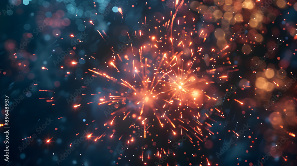 Fototapeta premium Fireworks on a dark blue background.