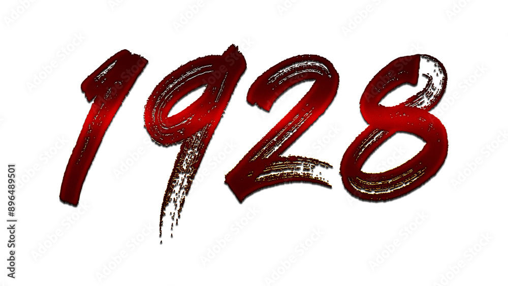 3D blood red number design of 1928 on white background. 3D blood red number design of 1928 on white background.