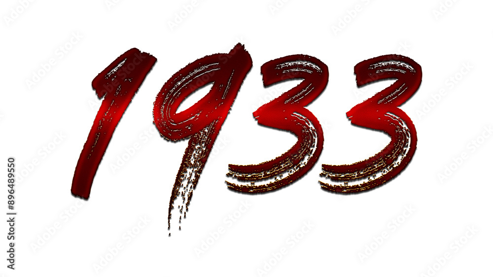 3D blood red number design of 1933 on white background. 3D blood red number design of 1933 on white background.