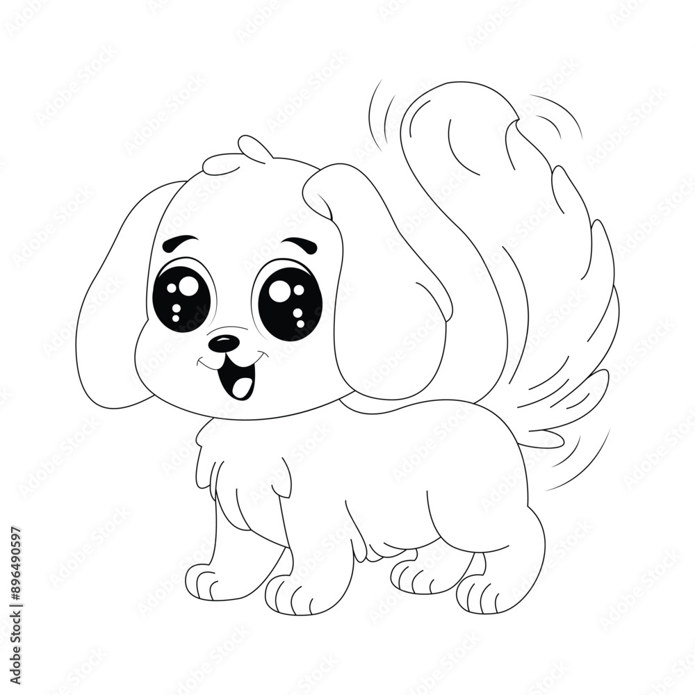 Simple Cute Cartoon Dog Line Art For Kids Coloring Page Simple Cute Cartoon Dog Line Art For Kids Coloring Page