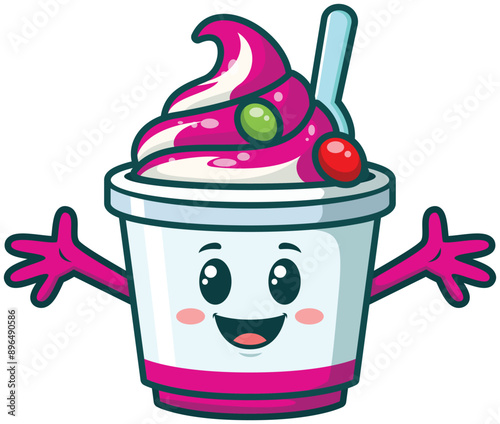 Cute Food Cartoon Character, funny, delicious cartoon of Ice cream