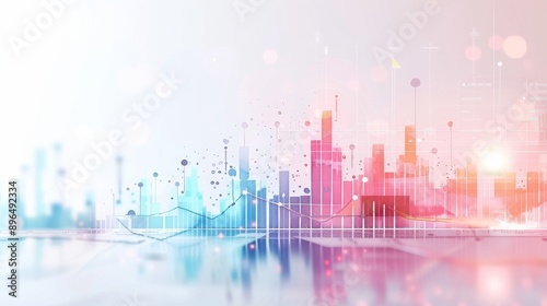 A modern digital city skyline with vibrant data visualizations, representing growth and technological advancement.