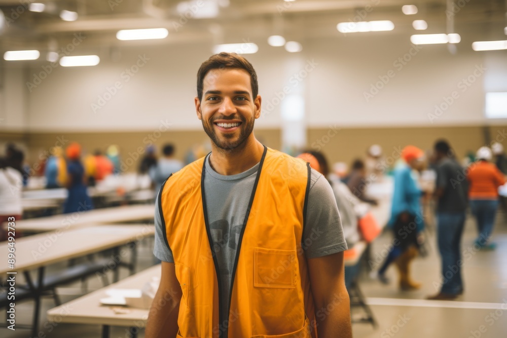 Portrait of a male volunteering working at community center Portrait of a male volunteering working at community center