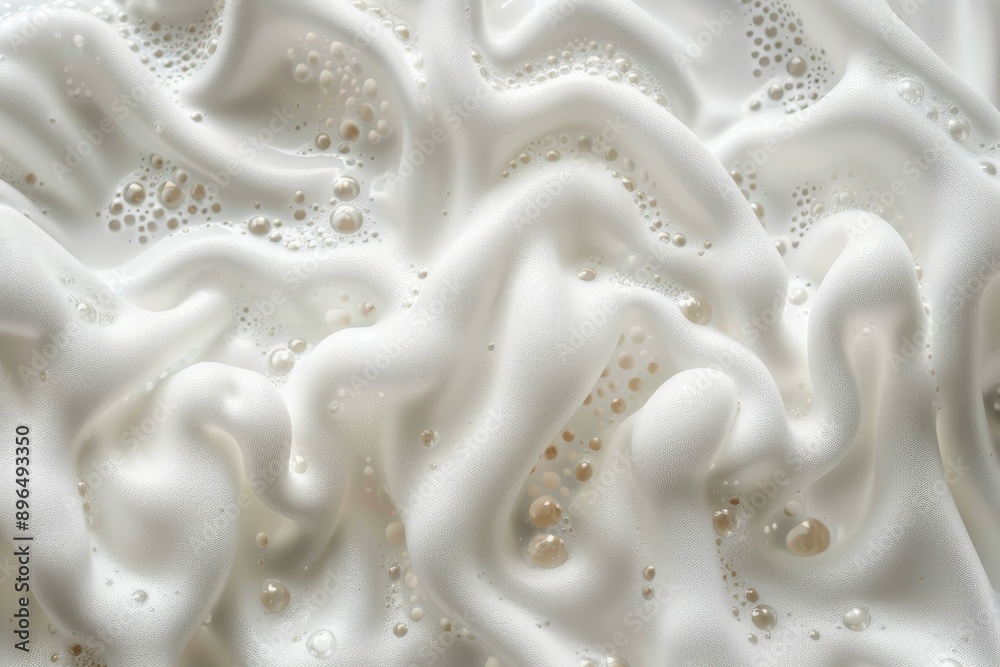 Shampoo foam with bubbles on white background