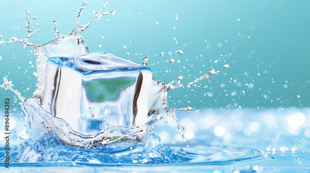 Ice Cube Splash in Cold Drink. Refreshing Splashing Water with Ice Cubes for Beverages. Cool and Hydrating Summer Drink Background Ice Cube Splash in Cold Drink. Refreshing Splashing Water with Ice Cubes for Beverages. Cool and Hydrating Summer Drink Background