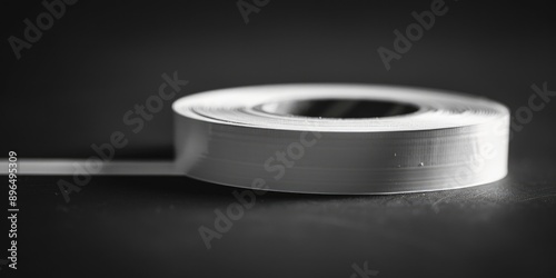 A roll of adhesive tape sitting on a flat surface, waiting to be used