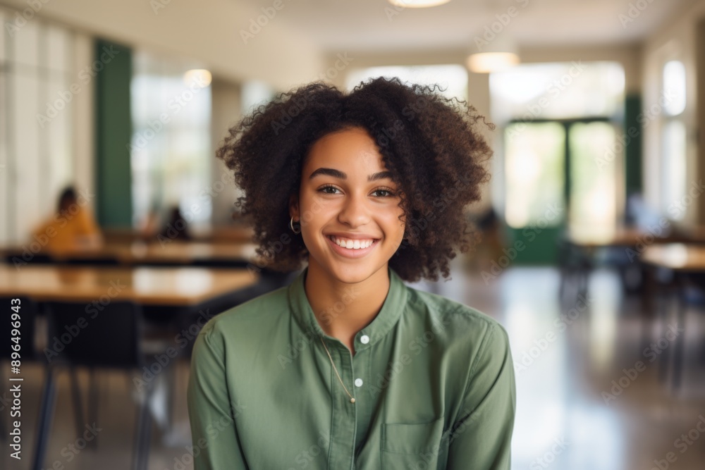 Smiling portrait of a young female student on college campus Smiling portrait of a young female student on college campus