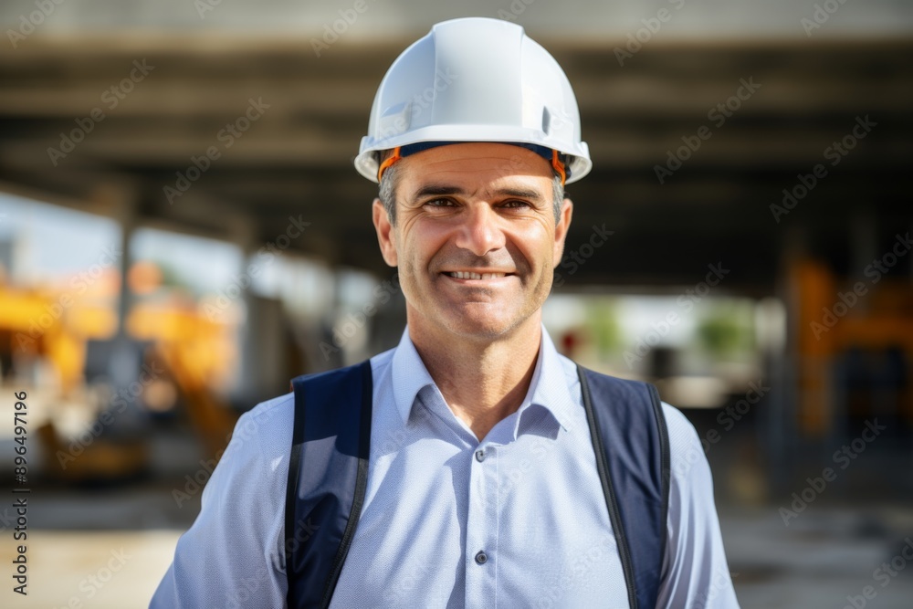 Smiling portrait of a mature businessman on construction site Smiling portrait of a mature businessman on construction site