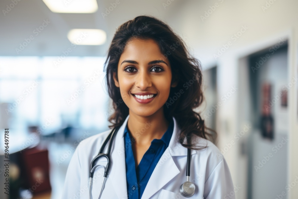 Smiling portrait of a middle aged Indian nurse in hospital Smiling portrait of a middle aged Indian nurse in hospital