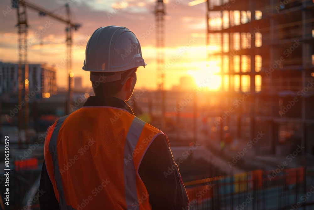 Civil engineer looking at a construction site Civil engineer looking at a construction site