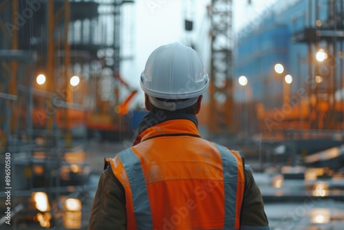 Civil engineer looking at a construction site